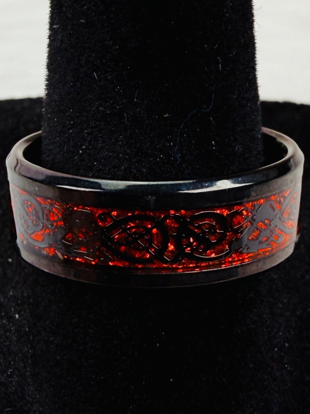 Black and Red size 9 unisex band Ring